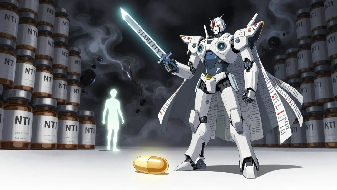 A robotic doctor defends against expired medications, holding a fresh pill that glows with safety.